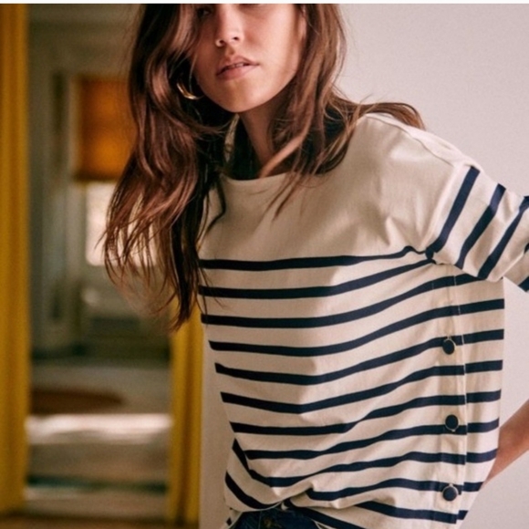 🌸Host Pick🌸 Sezane Noan Stripe Top with Side Buttons - Picture 2 of 13